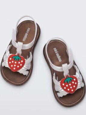 Girl - 8, 10, 11, & 12 - NIB Mini Melissa Hip Sandal in Pearly Strawberry